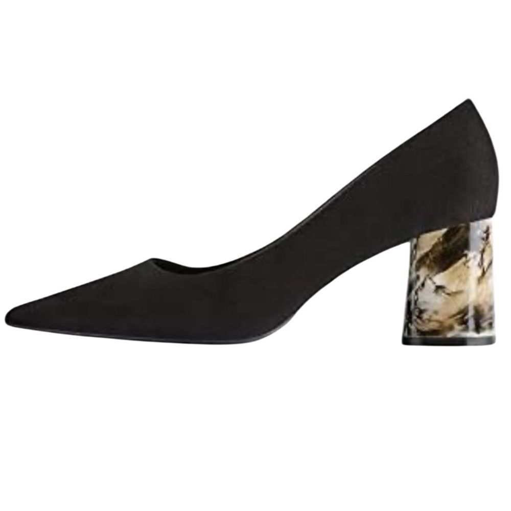 Zara Marbled Effect Pumps Black suede heels Size 37/6.5